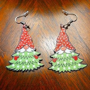 Chic Santa & Christmas Tree Wooden Dangle Earrings